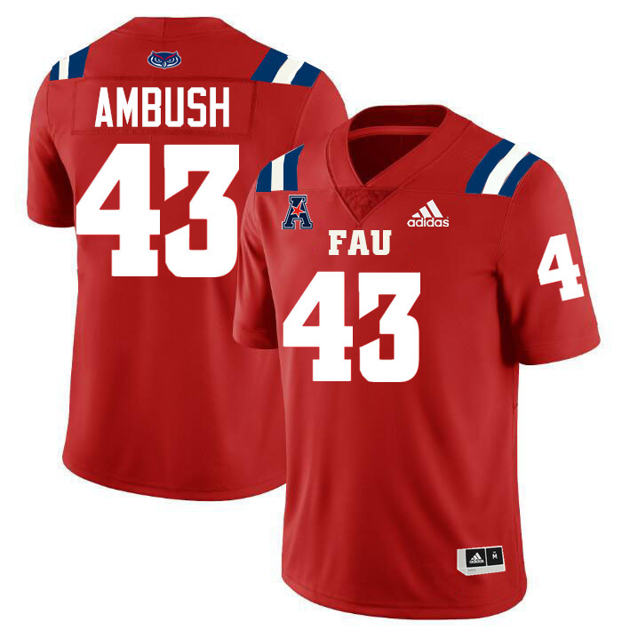 Jackson Ambush FAU Jersey,Florida Atlantic Owls Football Jersey,Uniforms,Gears-Red